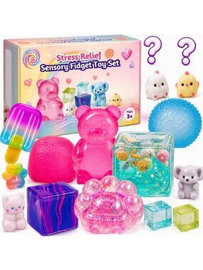 15pcs Squishy Fidget Toy Set - Stress Relief Squeeze Toys for Anxiety & Fun